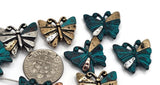 2 Hole Slider Beads (Qt 10) Butterfly in Mixed Metals Crafting or Jewelry Making into Bracelets, Necklaces, Gold Silver Copper 688-N3 FST
