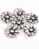Antique silver crystal flower 2‑hole sliders with radiant petal designs add flattering sparkle to multi‑strand creations. They serve beautifully as bracelet focal points, spacer bars, or pendant connectors. Lightweight yet detailed, they fit seamlessly into artisan jewelry designs emphasizing floral beauty and subtle glamour.