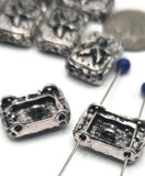 Add a nautical touch to your creations with these rectangular 2-hole slider beads. Featuring a raised starfish motif and antique silver finish, they have a rustic, ocean-weathered look. The slider construction keeps them balanced in chokers, bracelets, and cuffs. Perfect for boho jewelry, seaside accessories, or handmade gifts for ocean lovers. A versatile bead for beach-themed artisan collections.