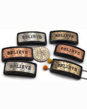 Slider Beads (6pc) Inspirational Believe Silver, copper, patina Spacer Beads for Jewelry Making, Necklaces, and Bracelets 680-N3 FST