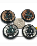 2 hole Slider Beads (Qty 4) Metal Sailboat Boat Design for Beading, Crafting or Jewelry Making into Necklaces or Bracelets 695-M14