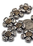 2 Hole Slider Beads (11 pc) Floral Beads Flower Beads Spacer Beads Flat Beads Sliderbeads 2 hole beads Pewter Beads 251-H8