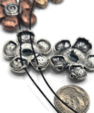 Bring spiritual energy and positivity into your jewelry projects with these floral two-hole slider beads. Featuring detailed petals with engraved words like Faith and Love, they combine symbolic meaning with decorative design. The two-hole layout provides balance and strength for bracelets or necklaces, while the copper and silver-tone finishes ensure eye-catching appeal. Ideal for handmade gifts, artisan pieces, and inspiring DIY creations.