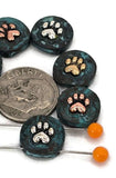 Slider Beads (Qt 7) Paw Print Beads 2 hole Slider Beads bracelet beads Dog Beads Metal Beads 4 hole beads flat Beads 368-M11 FST
