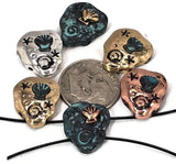 These seashell and starfish 2-hole slider beads make the perfect coastal focal accents. Their playful mix of copper, silver, gold, and patina finishes highlight ocean motifs like shells and spirals. With two holes for stability, they’re great for bracelets, chokers, or artisan necklaces. Strong, rustic, and full of charm, they’re perfect for summer jewelry, boho styles, or gifts for lovers of the sea.