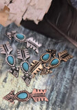 These artisan arrow slider beads feature turquoise stone accents set in antique silver, brass, and copper finishes. Designed with two side holes for secure alignment, they’re perfect as focal beads in necklace pendants or statement bracelets. Durable and non‑tarnish, these beads add rustic, Southwestern, or bohemian flair to handmade jewelry collections inspired by arrows, symbolism, and strength.