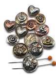Add character to your designs with this assortment of bohemian slider beads. With embossed hearts, spirals, and detailed sun-and-moon bead accents, these two-hole beads are perfect for rustic or celestial-inspired jewelry. Each piece is lightly antiqued in gold, silver, or copper tones and works beautifully for bracelets, chokers, or anklets. Ideal for Etsy crafters, boutique jewelry sellers, or hobbyists who love mixed-metal supplies.