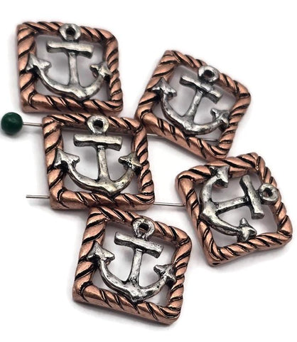 These nautical 2 hole slider beads are crafted in metal with long‑lasting, non‑tarnish plating and mixed‑metal looks. The two‑hole construction prevents twisting and helps pieces lie flat, ideal for bracelets and layered necklaces. Use as focal sliders or statement spacers in beachy, sailor, and maritime jewelry. A dependable choice for one‑bag listings and fast product uploads.