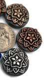 Design easy gift‑ready pieces with this 6‑pack of patina mandala sliders. Copper and silver floral medallions highlight a rustic teal base. The two‑hole slider construction prevents flipping and keeps bracelets and chokers sitting flat. Lightweight, non‑tarnish metal for everyday wear. Ideal for boho stacks, pendant necklaces, and party kits.