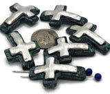 Add spiritual symbolism to your jewelry with these raised cross slider beads. Made in silver-tone with textured dark patina borders, each 2-hole bead offers rustic style and timeless meaning. Their stable slider construction makes them easy to use in bracelets, chokers, and artisan necklaces. Perfect for handmade religious jewelry, baptism gifts, boho festival accessories, or Western-inspired faith collections.