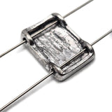 Artisan silver rectangle 2‑hole beads embossed with forest branches. Perfect focal beads for dainty bracelets and layered chokers. Small dual holes are sized for fine beading wire, nylon thread, or micro cord; avoid leather and chain. Beautiful cottagecore aesthetic that pairs with gemstones, pearls, and seed beads. Set of 5 flat sliders.