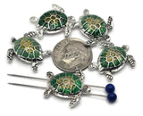 Bring ocean vibes to your creations with these colorful sea turtle 2-hole slider beads. Cast in silver-tone metal with detailed flippers and enameled green and yellow shells, they’re playful and symbolic. The dual-hole slider design ensures durability and balance for bracelets, chokers, and necklaces. Excellent for artisan boho jewelry, nautical accessories, or thoughtful handmade gifts for sea life and turtle enthusiasts.