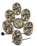 Celebrate summer vibes with these elegant flamingo slider beads. Crafted in antique silver over bronze and copper bases, each oval bead features a raised standing flamingo detail with tropical accents. With their double-hole slider design, these beads sit flat and secure in chokers, necklaces, and bracelets. Perfect for bohemian jewelry, tropical-themed accessories, and gifts for bird lovers and beach enthusiasts.