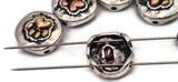 Slider Beads (Qty 7) 2 hole slider beads Paw Print Beads Metal Beads Spacer Beads Flat Bracelet Making Beads 221-M7