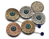 These ornate mandala discs make instant statement focals. A verdigris flower pops against rich metallic patterns. Double‑strand slide construction creates tidy, flat‑lay bracelets and necklace centers. Use with seed beads, gemstone rounds, or heishi for festival stacks and yoga jewelry. Lightweight and comfortable.