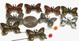 These butterfly slider beads are striking focal components for artisan jewelry projects. Finished in antique silver, copper, and brass, they highlight detailed filigree wings and a lightweight structure. With two parallel stringing holes, they stay aligned in multi‑strand bracelets, necklaces, or chokers. Both symbolic and stylish, these beads elevate your handmade creations with boho style and timeless beauty.