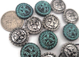 Embrace old‑world charm with these Celtic knot 2‑hole slider beads. Each piece shows detailed engraving and teal patina for a rustic, hand‑cast look. Ideal for double‑strand bracelets, pendant bar necklaces, or bead‑loom cuffs. Great for unisex, symbolic, and heritage jewelry. Combine with gemstones, wood, or hematite for medieval or bohemian bracelet sets.
