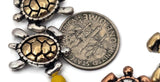 These small turtle 2‑hole slider beads bring serene, oceanic symbolism to your creations. Cast in shiny brass, silver, and copper tones, each bead features raised detailing with smooth contours. Ideal for double‑strand bracelets, pendant bars, or chokers, they make perfect accents for nautical, island, or sea‑inspired jewelry designs.