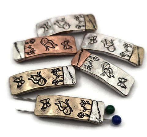 Butterfly 2‑hole slider beads for bracelet and necklace making. Each metal slider has two holes on each side for double‑strand stringing, perfect spacers for wide cuff bracelets, layered chokers, and structured designs. Use both hole sets or one for flexible layouts. Rustic mixed‑metal finishes pair with leather, cord, and gemstone beads. Unique jewelry findings for boho, cottagecore, and nature‑inspired DIY projects.