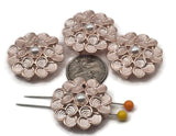 These floral metal 2 hole slider beads bring a romantic look to bracelets and necklaces. Use as a flower focal, slide spacer, or connector component; add seed beads, pearls, crystals, or gemstones to echo the blush tones. Perfect for bead weaving, stringing, and wire‑wrapped pendants. A versatile beading component for crafters seeking unique findings and supplies—great for gifting, bridal, or everyday wear. Metallic finish coordinates with other metal beads effortlessly.
