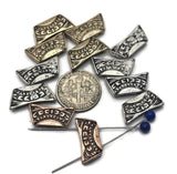 2 Hole Slider Beads (Qty 12) with Art Deco Aztec Look Spacer for Jewelry Making, Crafting or Beading Bracelet, Earring or Necklaces 651-N12