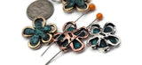 Add color and texture with flower slider beads in antique silver, gold, and copper. Built‑in dual channels simplify stringing and keep designs balanced. Pair with seed beads, crystal bicones, pearls, and gemstone chips; echo the teal patina with amazonite or turquoise howlite. Excellent 2 hole slider beads, spacer/connector components, and beading supplies for boho‑floral jewelry, vacation souvenirs, and DIY kits.