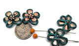 Bring garden energy to your designs with teal‑patina flower 2 hole slider beads. The antiqued silver, gold, and copper petals complement warm and cool palettes. Use as bracelet focals, slide spacers, or necklace connectors; add pearls for elegance or crystals for festival sparkle. Reliable metal beads and beading components for everyday wear and seasonal releases.