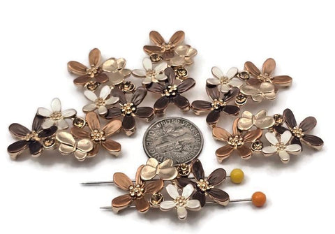 9 x ~70‑word SEO descriptions
Light‑gold floral 2 hole slider beads with champagne, ivory, mocha petals and crystal accents. Double hole spacer for multi strand bracelet beads and necklace pendants. Cottagecore, boho, romantic supplies. Pair with seed beads, SuperDuo, GemDuo, Tila, Half‑Tila, Twin, RounDuo, Honeycomb, Paisley Duo, Matubo, fire‑polished, pearls, rondelles. Use as bracelet connector, spacer slide, filler bead, duo beads, 2 strand bar, floral findings for beaders.
