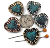 Mixed‑metal heart 2 hole slider beads with a turquoise patina center and sunburst border. Use these metal beads as focal sliders, spacers, or connector components in bracelet stacks, chokers, and necklaces. Frame with seed beads as filler beads; add crystals, pearls, or Czech glass for shimmer. The antique silver, gold, and copper finishes pair with earthy gemstones and other metallic beads. Essential beading components and findings for gifts, boho sets, and small‑batch wholesale.