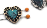 Add warmth and artisan style with turquoise‑patina heart sliders. The built‑in dual channels keep strands aligned while the textured sunburst border frames the focal. Use alongside seed beads, heishi, crystal bicones, gemstone chips, or other metallic beads to balance scale and color. Must‑have 2 hole slider beads, beading components, and findings for jewelry making, beading, and mixed‑media projects.