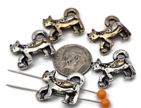These cat 2 hole slider beads make the cutest focal beads for bracelets, chokers, and hatbands. The double‑hole design keeps two strands aligned on leather, cord, or bead‑woven bands, so each kitty stays upright. Use these metal, non‑tarnish beads as bracelet beads or necklace beads with seed beads, Czech beads, crystals, gemstone chips, and heishi spacers. Durable finish that doesn’t wear off—perfect jewelry findings and beading components for cat lovers.