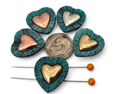Heart 2 hole slider beads with a raised center heart and textured border—perfect focal beads for romantic bracelets and chokers. The double‑hole design keeps two strands aligned on leather, cord, or bead‑woven bands. Pair with seed beads, Czech beads, crystals, and gemstone chips for Valentine's gifts, anniversary jewelry, and everyday love‑themed stacks. Durable metal bracelet beads and necklace beads that work beautifully as jewelry making components and beading findings.