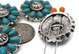 These concho‑inspired 2 hole slider beads are perfect focal beads for bold bracelets and chokers. The turquoise‑style petals and detailed silver‑tone center create a striking floral look. Double holes keep strands flat and prevent twisting. Mix with seed beads, heishi spacers, Czech beads, or gemstone chips for layered Western designs. Durable metal beading components and bracelet beads for boho, rodeo, and festival jewelry.