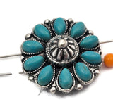 Add a classic Southwestern centerpiece with these floral turquoise 2‑hole slider beads. The dual‑hole layout stabilizes leather cuffs, paracord, and bead‑woven bands while keeping the focal front and center. Pair with seed beads, pearls, crystals, or howlite for texture and contrast. Great focal beads, bracelet beads, and necklace beads for Western jewelry, hatbands, and artisan beading projects.