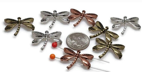 2 Hole Slider Beads (8 pc) Dragonfly Beads Sliderbeads Silver Beads Bracelet Beads Necklace Beads Double Strand Beads 457-M7 FST