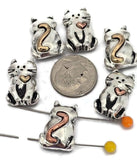 2 Hole Slider Beads (6 pcs) Cat Design for Crafting, Beading or Jewelry Making into Necklaces or Bracelets 658-M18