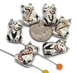 2 Hole Slider Beads (6 pcs) Cat Design for Crafting, Beading or Jewelry Making into Necklaces or Bracelets 658-M18