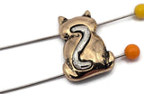 2 Hole Slider Beads (8 pcs) Cat Design for Crafting, Beading or Jewelry Making into Necklaces or Bracelets 657-M15