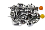 2 Hole Slider Beads -Qty 5 Antique Silver Floral Flower Metal Findings for Jewelry Making Crafting Necklaces or Bracelets 822-n3