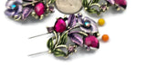 2 Hole Slider Beads -Qty 5 Antique Gold Floral Flower Amethyst Metal Findings for Jewelry Making Crafting Necklaces or Bracelets 821-n3