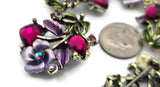 2 Hole Slider Beads -Qty 5 Antique Gold Floral Flower Amethyst Metal Findings for Jewelry Making Crafting Necklaces or Bracelets 821-n3