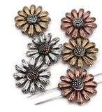 Slider Beads (6 pcs) 2 hole Beads Floral Flower Beads Mixed Metal Spacer Beads Silver Ornate Beads 198-M18