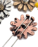Slider Beads (6 pcs) 2 hole Beads Floral Flower Beads Mixed Metal Spacer Beads Silver Ornate Beads 198-M18