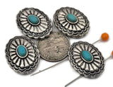 2 Hole Slider Beads (4 pc) Western Style Beads Western Beads Faux Turquoise Beads Antique Silver Beads Sliderbeads Silver Beads 250-H8