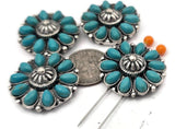Floral turquoise 2‑hole slider beads add instant Western flair to handmade jewelry. Designed with two parallel holes, these metal beads stay centered on leather, cord, or bead‑woven bands. Use as focal beads or wide spacer beads with seed beads, crystal accents, Czech glass, and tiger eye chips. Ideal bracelet beads and necklace beads for Southwestern jewelry, festival accessories, and statement cuffs.