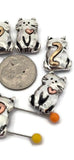2 Hole Slider Beads (6 pcs) Cat Design for Crafting, Beading or Jewelry Making into Necklaces or Bracelets 658-M18