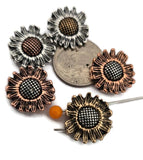 2 Hole Slider Beads (5 pc) Flower Floral Focal Findings for Beading, Crafting or Jewelry Making into Necklaces or Bracelets 823-M15