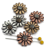 Slider Beads (6 pcs) 2 hole Beads Floral Flower Beads Mixed Metal Spacer Beads Silver Ornate Beads 198-M18