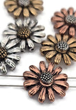 Slider Beads (6 pcs) 2 hole Beads Floral Flower Beads Mixed Metal Spacer Beads Silver Ornate Beads 198-M18