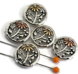 Add botanical charm to your designs with these round floral 2‑hole slider beads. Featuring an openwork flower and branch motif with two‑tone petals in warm brass and copper accents on a silver‑tone base, they’re perfect as connectors for multi‑strand bracelets and necklaces. The two-hole layout keeps strands aligned and flat. Pair with seed beads, gemstone beads, or pearls for vintage, boho, and cottage‑style jewelry making.